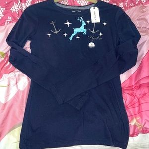Nautica Womens Holiday Long Sleeve Tee